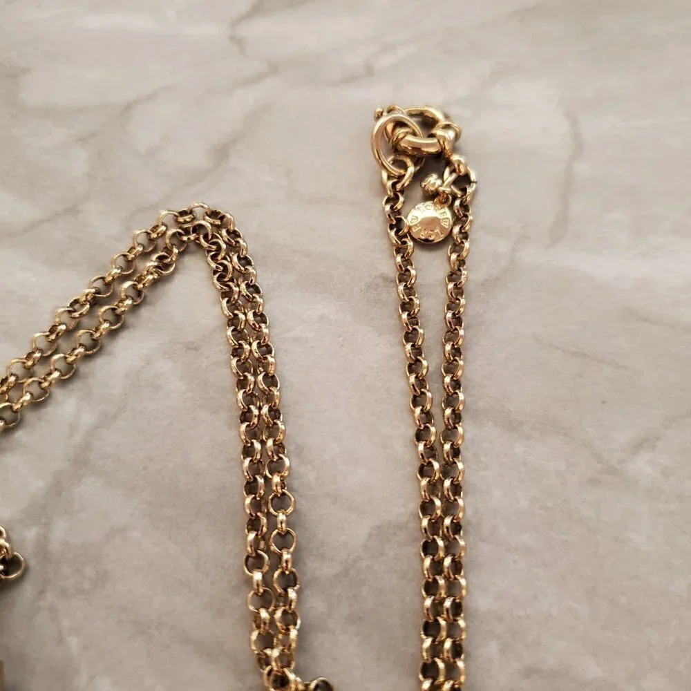🧡 J Crew Pendant Orange Fan Gold Crystal Rhinstone Necklace 🧡 - Picture 7 of 10